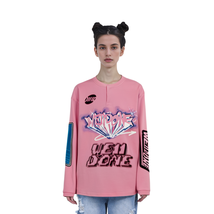 WE11DONE SS22 Oversized Pink Logo Print Unisex Couple T-Shirt. WD-TT1-22-553-U-PK 圖 5