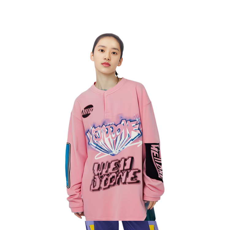 WE11DONE SS22 Oversized Pink Logo Print Unisex Couple T-Shirt. WD-TT1-22-553-U-PK 圖 7