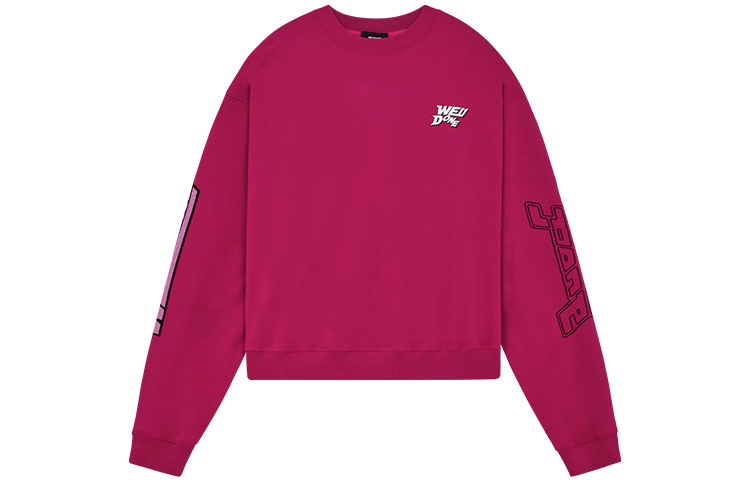 WE11DONE SS22 Pink Crewneck Long Sleeve Sweatshirt with Chest Logo (Unisex) WD-TS1-22-699-U-HP