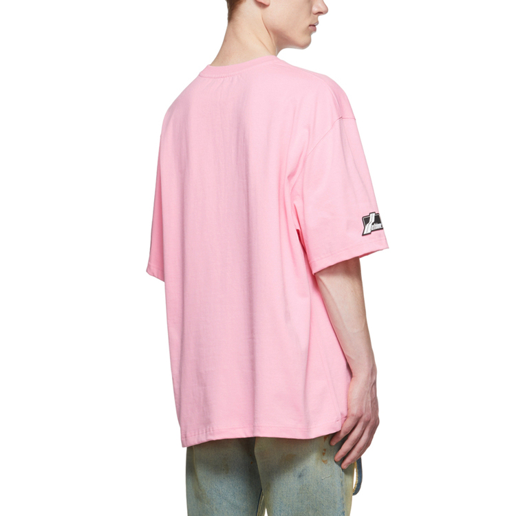 Shop WE11DONE SS22 Baju T-Shirt Logo Sulam Pink Unisex. WD-TT1-22-688-U-PK
