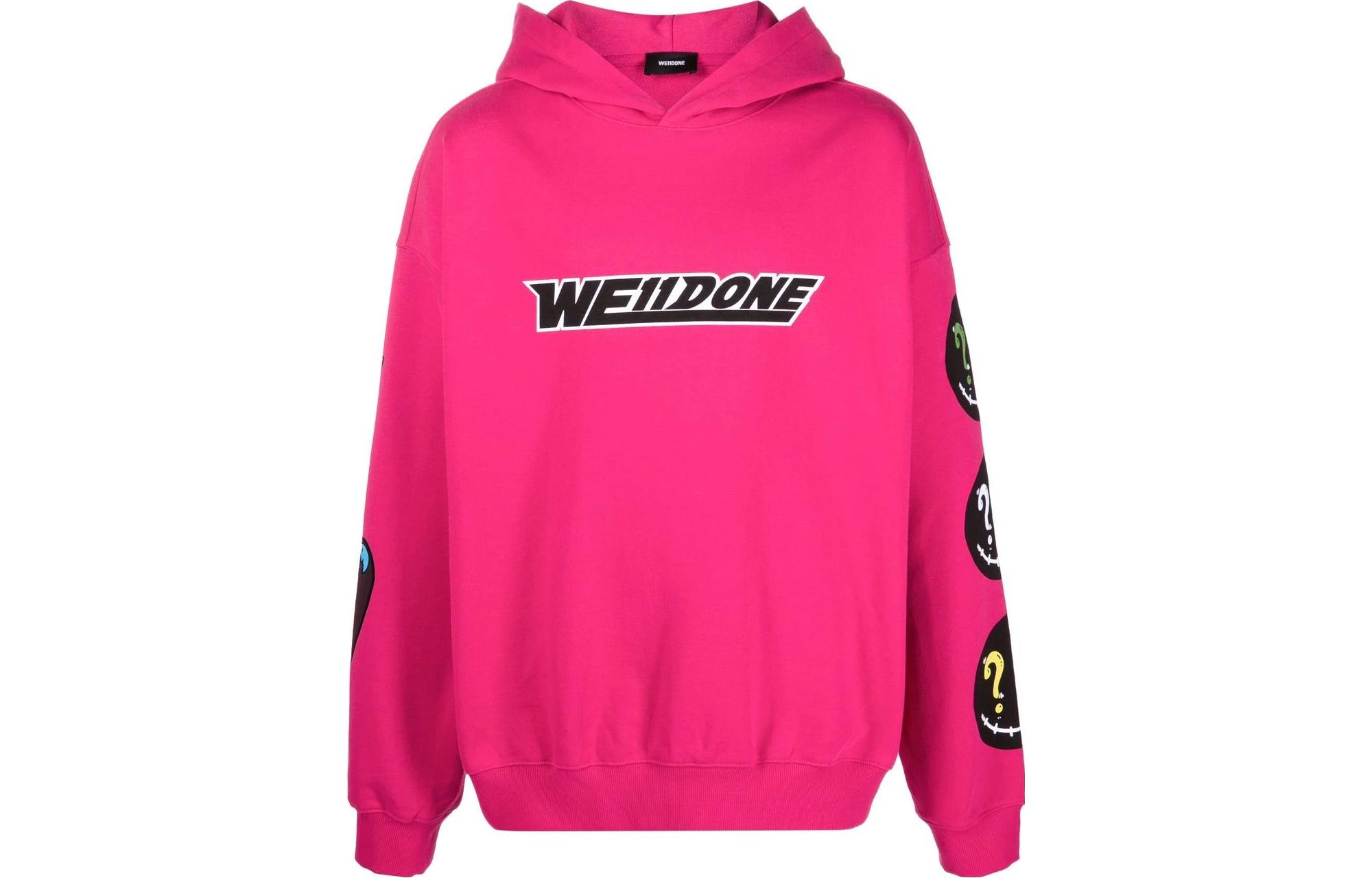 WE11DONE SS22 Pink Logo Graphic Pullover Hoodie Long Sleeve WD-TH1-226-27-HP