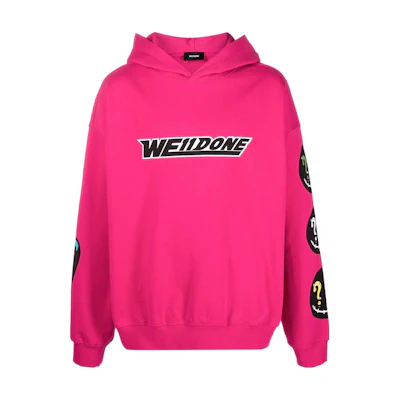 WE11DONE SS22 Pink Logo Graphic Pullover Hoodie Long Sleeve WD-TH1-226-27-HP