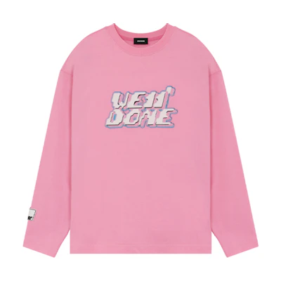 WE11DONE SS22 Pink Logo Print Crewneck Long Sleeve Unisex T-Shirt WD-TT1-22-675-U-PK