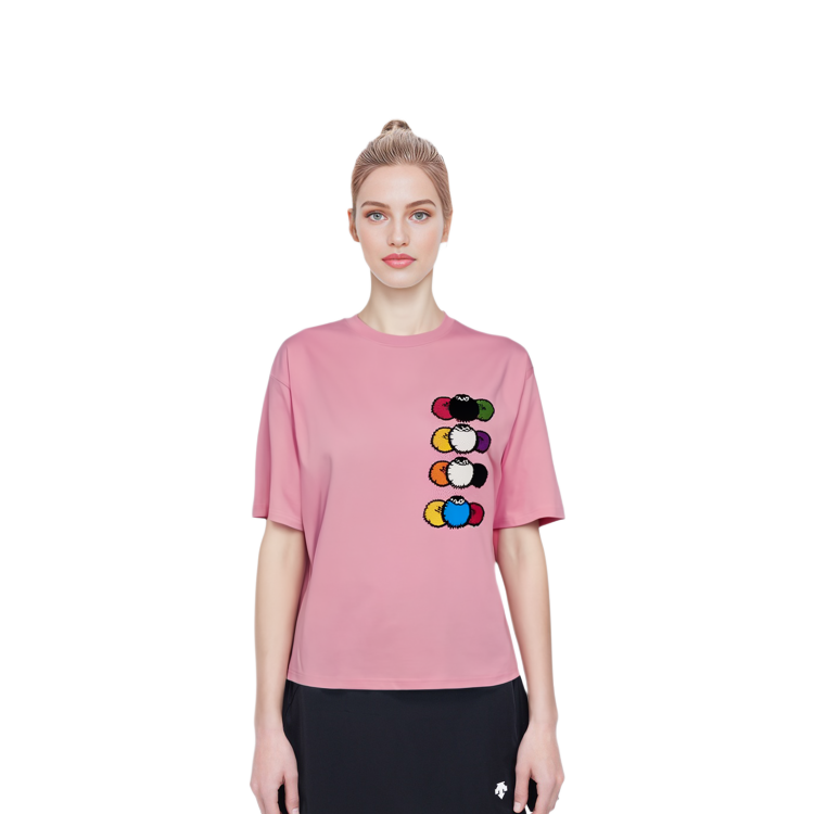 Shop WE11DONE SS22 粉色怪物Logo對比色款中性短袖T恤 WD-TT1-22-650-U-PK