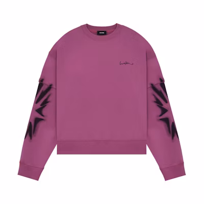 WE11DONE SS22 Pink Oversized Crewneck Sweatshirt with Star Gradient Logo Print WD-TS1-22-569-U-PK