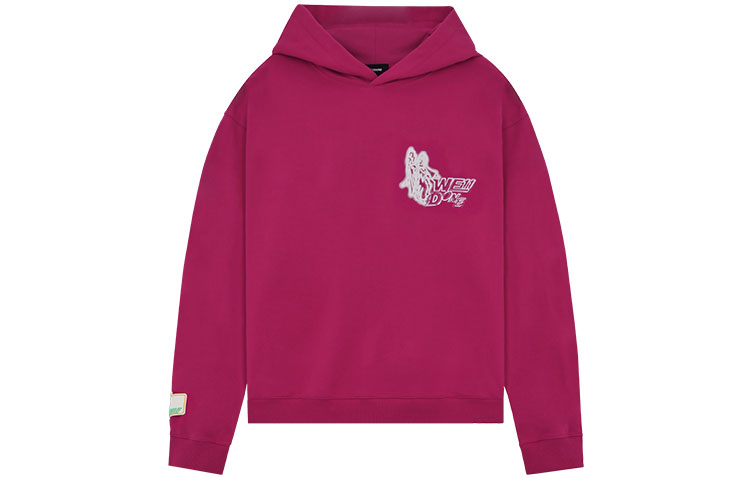 WE11DONE SS22 Pink Unisex Solid Hoodie with Cartoon Logo Design WD-TH1-22-549-U-HP