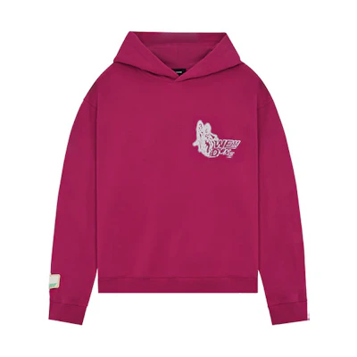 WE11DONE SS22 Pink Unisex Solid Hoodie with Cartoon Logo Design WD-TH1-22-549-U-HP