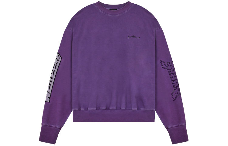 WE11DONE SS22 Purple Rhinestone Logo Crewneck Sweatshirt Unisex Long Sleeve WD-TS1-22-660-U-PP