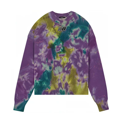 WE11DONE SS22 Purple Tie-Dye Logo Crewneck Sweater Unisex. WD-KT1-22-621-U-PP