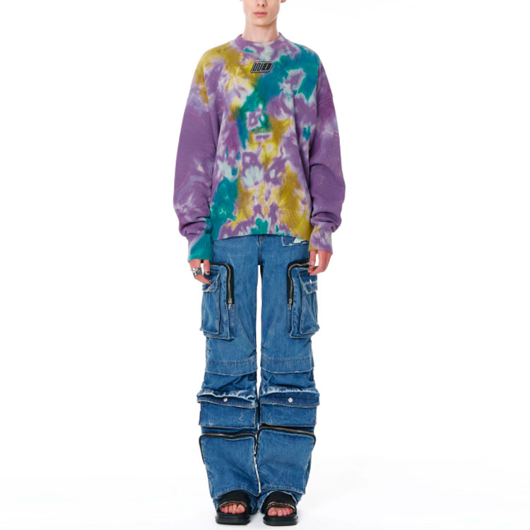 WE11DONE SS22 Purple Tie-Dye Logo Crewneck Sweater Unisex. WD-KT1-22-621-U-PP 圖 4