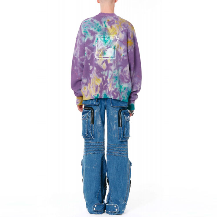 WE11DONE SS22 Purple Tie-Dye Logo Crewneck Sweater Unisex. WD-KT1-22-621-U-PP 圖 5