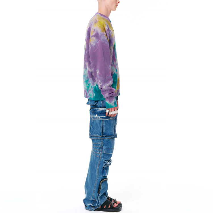 WE11DONE SS22 Purple Tie-Dye Logo Crewneck Sweater Unisex. WD-KT1-22-621-U-PP 圖 6