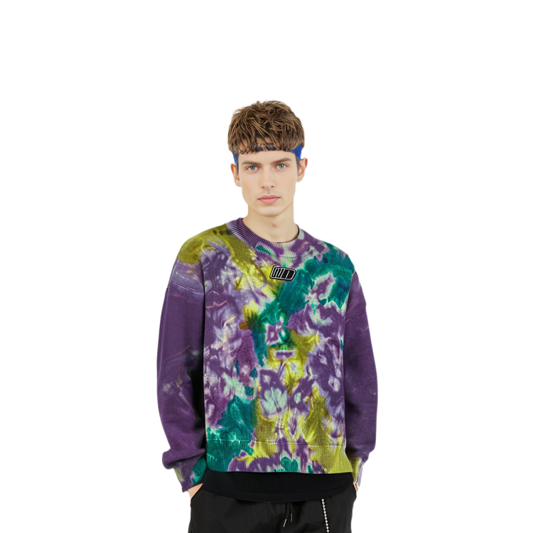 WE11DONE SS22 Purple Tie-Dye Logo Crewneck Sweater Unisex. WD-KT1-22-621-U-PP 圖 8