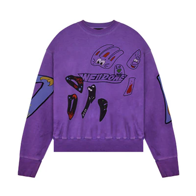 WE11DONE SS22 Purple Washed Logo Graphic Print Oversized Unisex Sweatshirt. WD-TS1-22-636-U-PP
