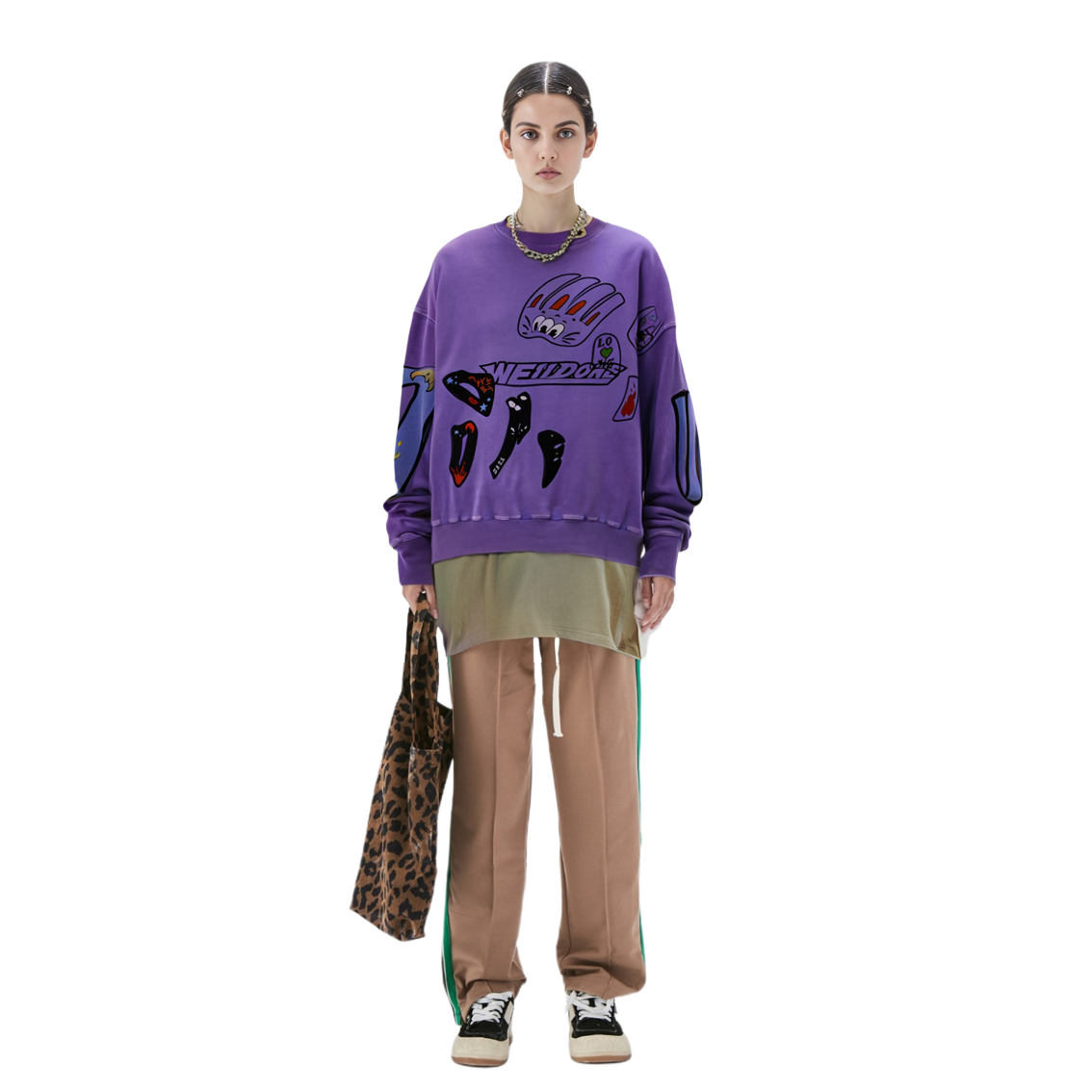 WE11DONE SS22 Purple Washed Logo Graphic Print Oversized Unisex Sweatshirt. WD-TS1-22-636-U-PP 圖 5