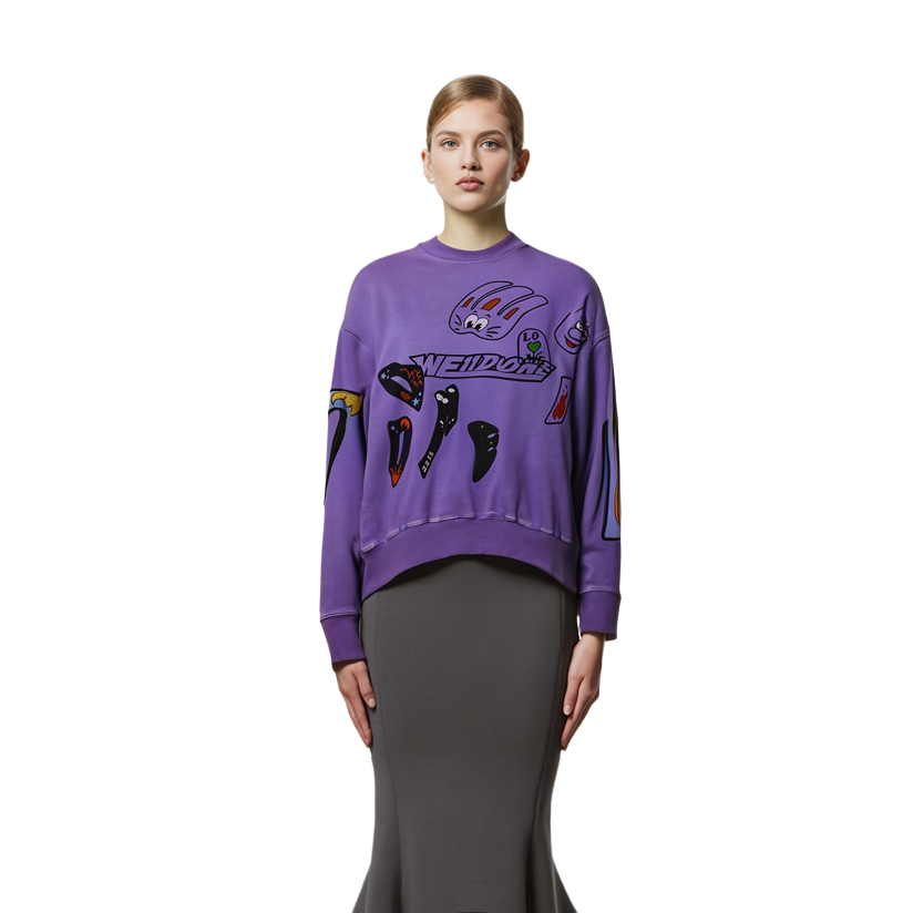 WE11DONE SS22 Purple Washed Logo Graphic Print Oversized Unisex Sweatshirt. WD-TS1-22-636-U-PP 圖 6
