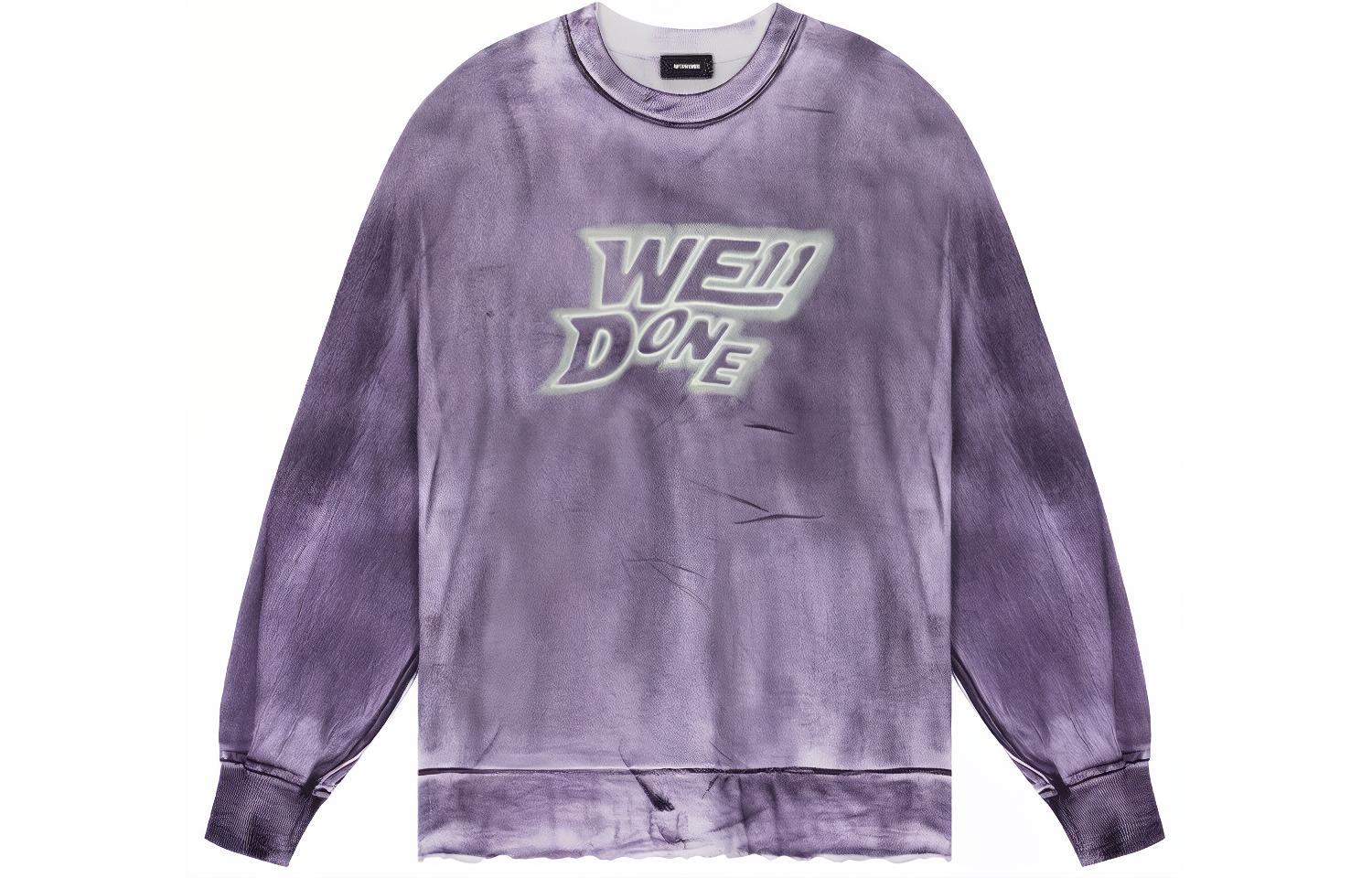 WE11DONE SS22 Purple Washed Logo Print Unisex Long Sleeve T-Shirt. WD-TT1-22-580-U-PP