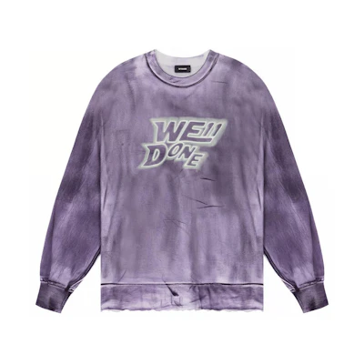 WE11DONE SS22 Purple Washed Logo Print Unisex Long Sleeve T-Shirt. WD-TT1-22-580-U-PP
