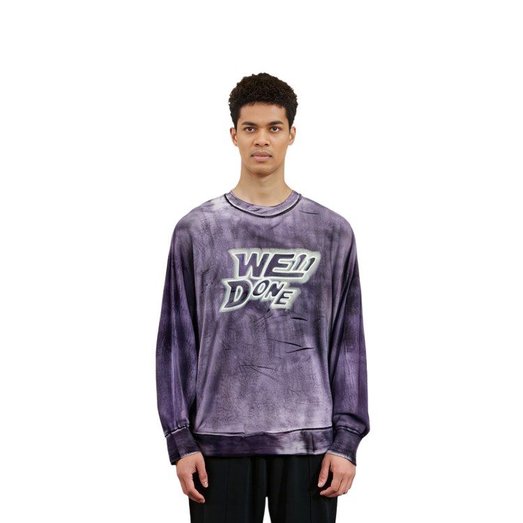 Sizing WE11DONE SS22 紫色洗水標誌印花男女款長袖T恤 WD-TT1-22-580-U-PP