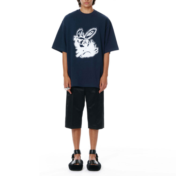 WE11DONE SS22 Rabbit Graphic Unisex Navy Blue Short Sleeve T-Shirt. WD-TT1-22-689-U-NV 圖 4