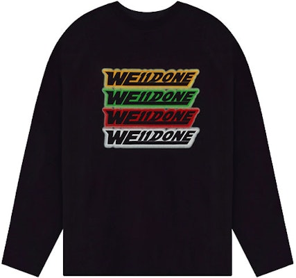 WE11DONE SS22 彩虹標誌男女黑色長袖圓領T恤 WD-TT1-22-653-U-BK Buy WE11DONE SS22 彩虹標誌男女黑色長袖圓領T恤 WD-TT1-22-653-U-BK