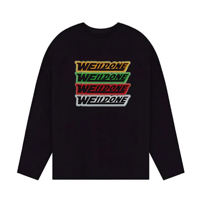 WE11DONE SS22 Rainbow Logo Unisex Black Long Sleeve Crewneck T-Shirt WD-TT1-22-653-U-BK