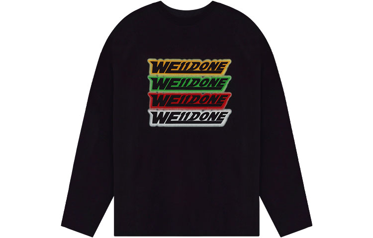 Order WE11DONE SS22 彩虹標誌男女黑色長袖圓領T恤 WD-TT1-22-653-U-BK