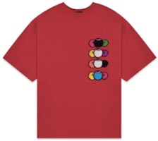WE11DONE SS22 Red Monster Logo Colorblock Unisex Crewneck T-Shirt. WD-TT1-22-650-U-RD WE11DONE SS22 Red Monster Logo Colorblock Unisex Crewneck T-Shirt. WD-TT1-22-650-U-RD