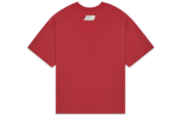 Lookbook WE11DONE SS22 紅色怪物標誌拼色男女圓領T恤. WD-TT1-22-650-U-RD