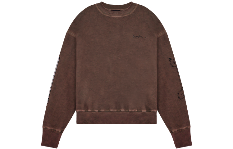 WE11DONE SS22 Rhinestone Logo Brown Unisex Crewneck Long Sleeve Sweatshirt WD-TS1-22-660-U-BR