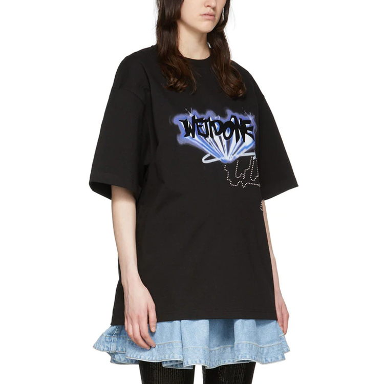 WE11DONE SS22 Rhinestone Logo Graphic Unisex Black Tee WD-TT1-22-692-U-BK 圖 4