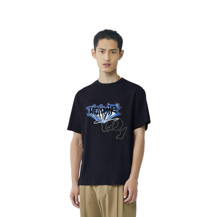 WE11DONE SS22 Rhinestone Logo Graphic Unisex Black Tee WD-TT1-22-692-U-BK 圖 5