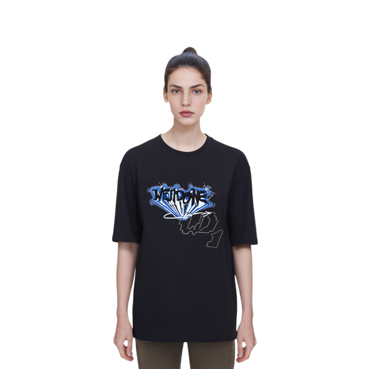 WE11DONE SS22 Rhinestone Logo Graphic Unisex Black Tee WD-TT1-22-692-U-BK 圖 6