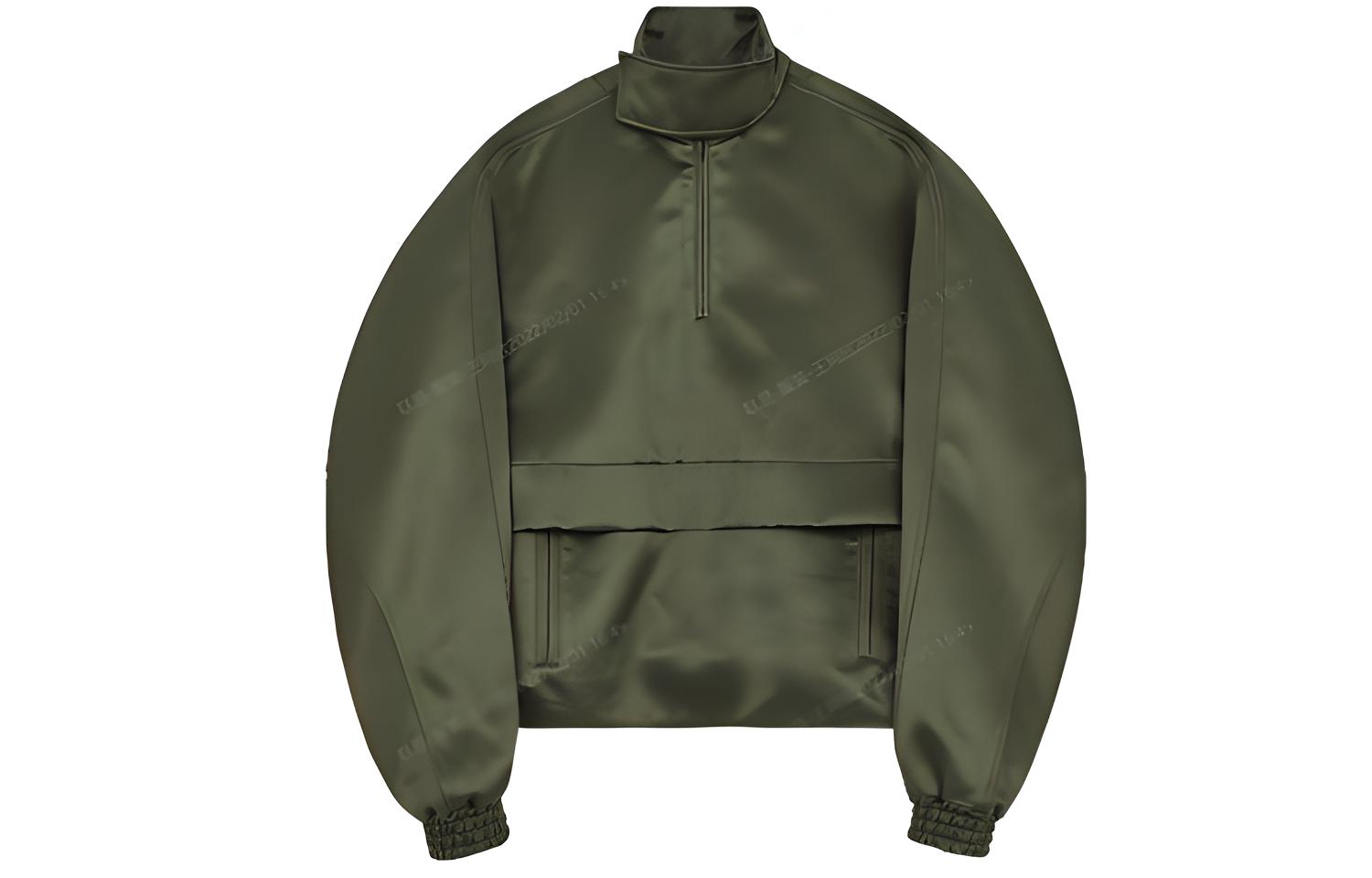 WE11DONE SS22 Satin Reflective Half-Zip High Neck Jacket Military Green Men. WD-JK1-22-075-M-KK