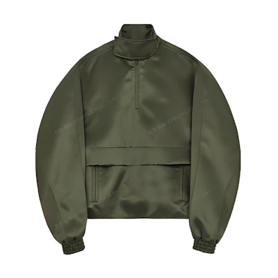 WE11DONE SS22 Satin Reflective Half-Zip High Neck Jacket Military Green Men. WD-JK1-22-075-M-KK