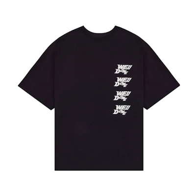 WE11DONE SS22 Side Logo Print Unisex Black Crewneck T-Shirt. WD-TT1-22-641-U-BK