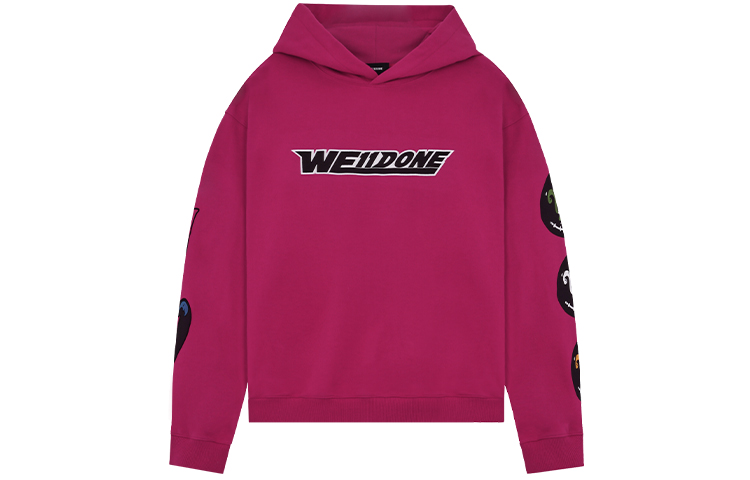WE11DONE SS22 Smiley Logo Pullover Hoodie Hot Pink Unisex Long Sleeve WD-TH1-22-627-U-HP