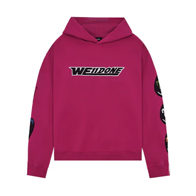 WE11DONE SS22 Smiley Logo Pullover Hoodie Hot Pink Unisex Long Sleeve WD-TH1-22-627-U-HP
