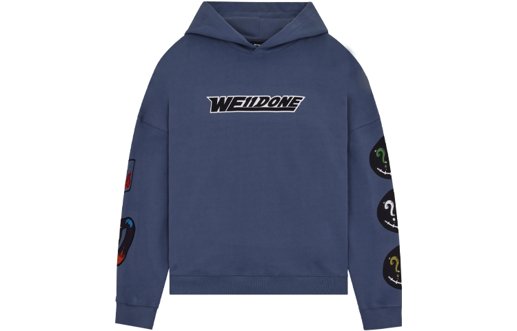 WE11DONE SS22 Smiley Logo Pullover Sweatshirt Navy Blue Unisex. WD-TH1-22-627-U-NV