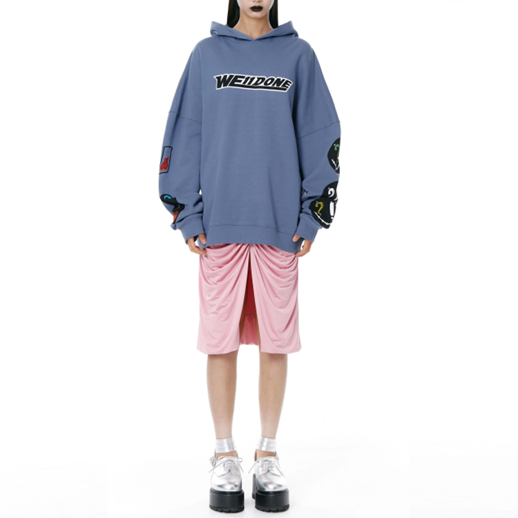 Shop WE11DONE SS22 Smiley Logo Pullover Sweatshirt Navy Blue Unisex. WD-TH1-22-627-U-NV