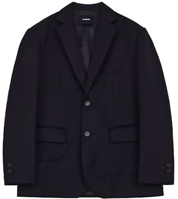 WE11DONE SS22 솔리드 컬러 로고 자수 싱글 브레스티드 블레이저 블랙 유니섹스 WD-JK1-22-117-U-BK Buy WE11DONE SS22 솔리드 컬러 로고 자수 싱글 브레스티드 블레이저 블랙 유니섹스 WD-JK1-22-117-U-BK