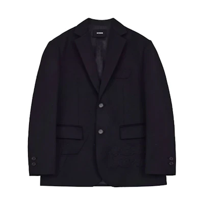 WE11DONE SS22 Solid Color Logo Embroidered Single-Breasted Blazer Black Unisex WD-JK1-22-117-U-BK