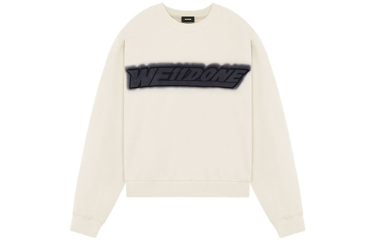 WE11DONE SS22 Spray Logo Print Crewneck Long Sleeve Sweatshirt Unisex White WD-TS1-22-548-U-IV