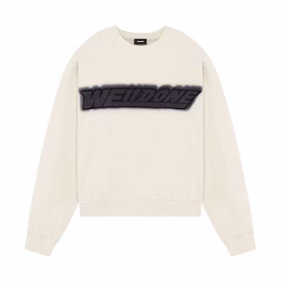 WE11DONE SS22 Spray Logo Print Crewneck Long Sleeve Sweatshirt Unisex White WD-TS1-22-548-U-IV