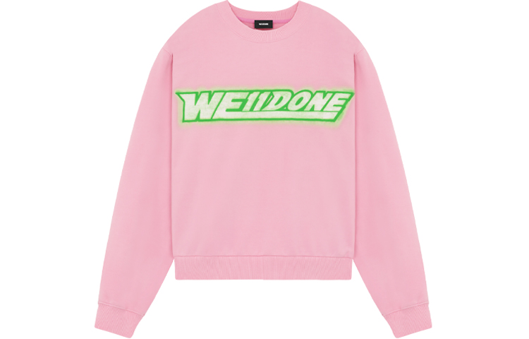 WE11DONE SS22 Spray Print Logo Crewneck Sweatshirt Pink Unisex WD-TS1-22-548-U-PK