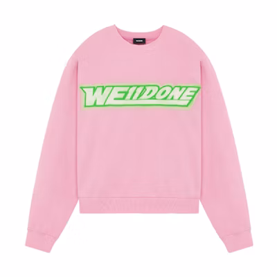 WE11DONE SS22 Spray Print Logo Crewneck Sweatshirt Pink Unisex WD-TS1-22-548-U-PK