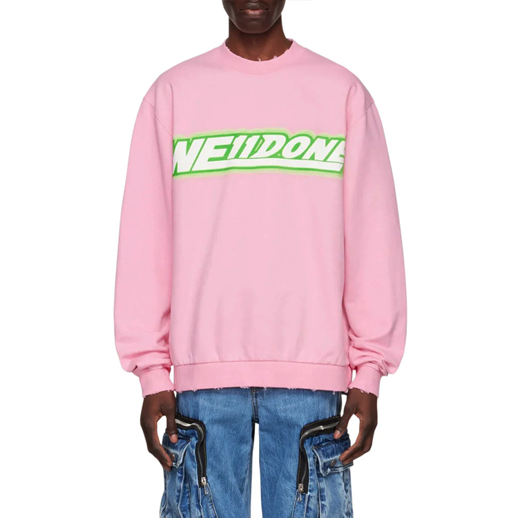 Shop WE11DONE SS22 喷漆印花标志粉色圆领卫衣 男女款 WD-TS1-22-548-U-PK