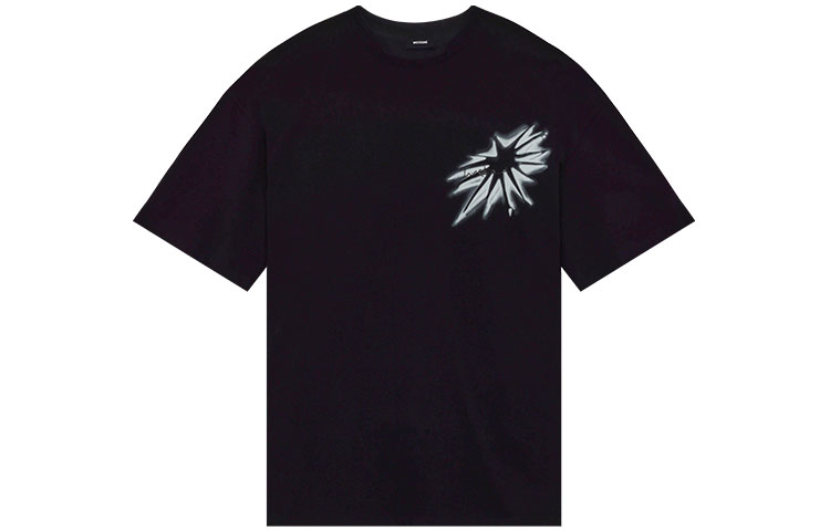 WE11DONE SS22 Star Print Rhinestone Logo Unisex T-Shirt Black WD-TT1-22-626-U-BK