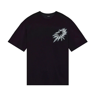 WE11DONE SS22 Star Print Rhinestone Logo Unisex T-Shirt Black WD-TT1-22-626-U-BK