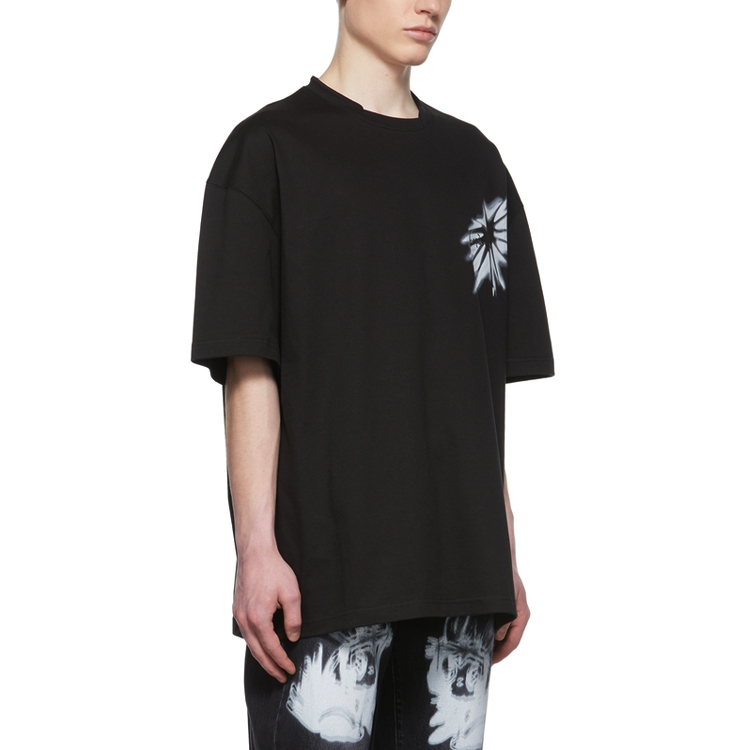 Shop WE11DONE SS22 星星圖案水鑽logo中性短袖T恤 黑色 WD-TT1-22-626-U-BK